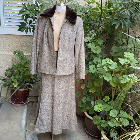 New Brown/white Gerry Weber wool skirt - Picture 2 of 10